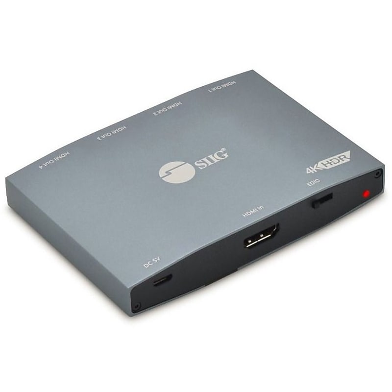 SIIG HDMI Splitter 1x4 HDMI 2.0 4K HDR Splitter with EDID (CE-H26K11-S1) image 1