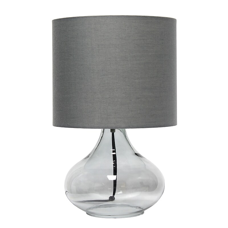 Creekwood Home Modern Glass 13.75" LED Table Lamp, Smoke/Gray (CWT-1014-SG) image 1