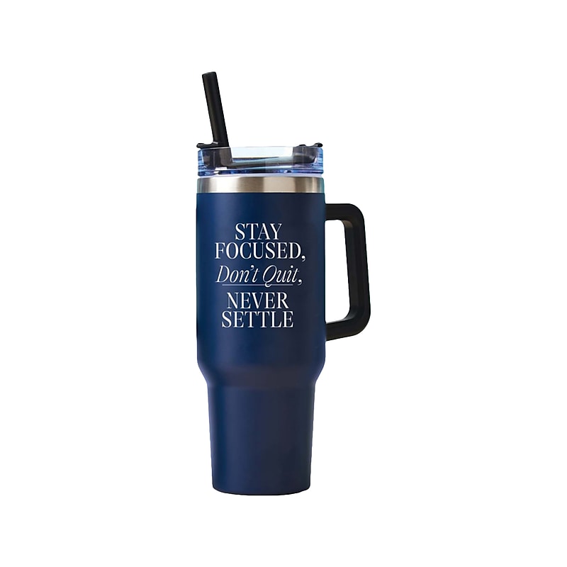 Baudville Thirst Quencher Stay Focused, Don't Quit Tumbler, Dark Blue, 40 Oz. (93446) image 1