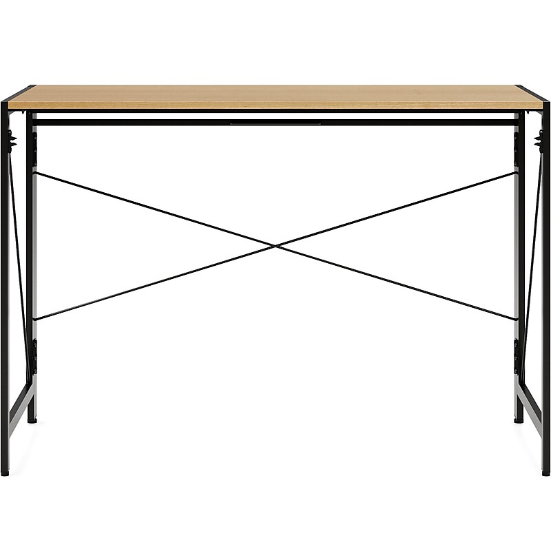 Space Solutions 43"W Folding Home Office Desk, Black/Teak (24969) image 1