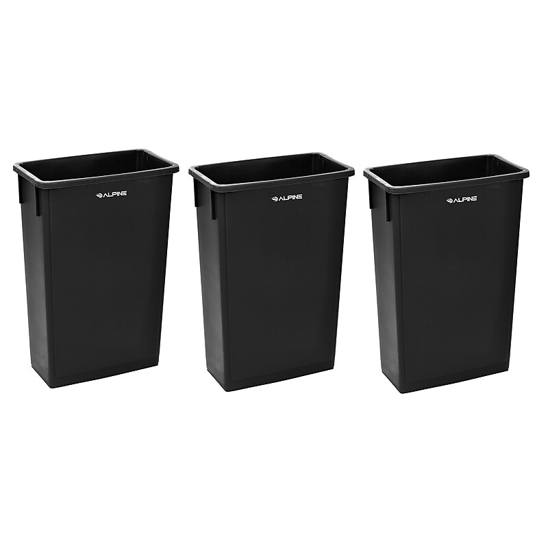 Alpine Industries Polypropylene Trash Can, 23 Gallon, Black, 3/Pack (ALP477-BLK-3PK) image 1
