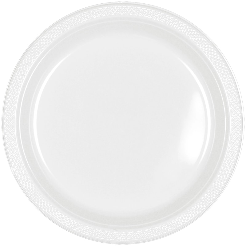 Party City 10.25" Plastic Plates, White, 20 Plates/Pack (AM43015-08-ST) image 1