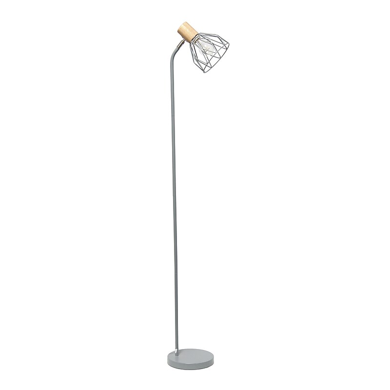 Simple Designs Farmhouse Fusion 55.91" Iron Floor Lamp with Round Shade, Gray (LF2019-GRY) image 1