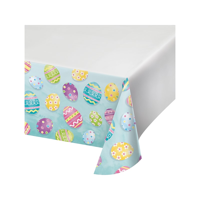 Creative Converting Eggsciting Easter Egg Tablecloth, Multicolor, 3/Pack (DTC369780TC) image 1