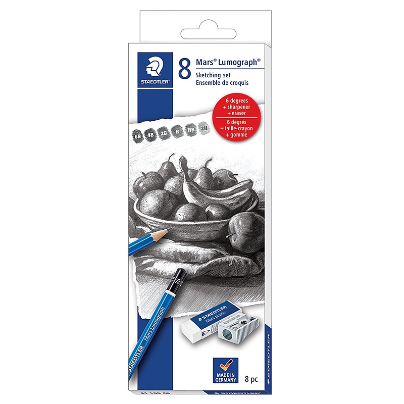 Staedtler Mars Lumograph Erasable Drawing Pencils, Assorted Colors, 8/Pack (61 100C8LU) image 1