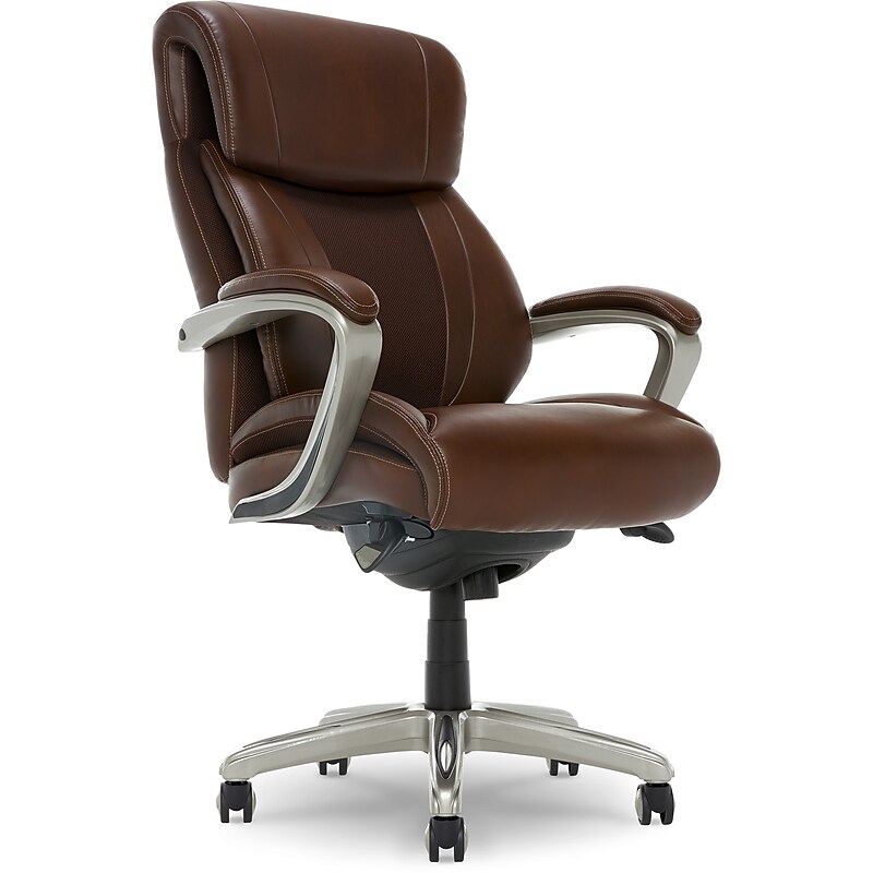 La-Z-Boy Salerno Ergonomic Bonded Leather Swivel Executive Chair, Brown (45778-BRN) image 1