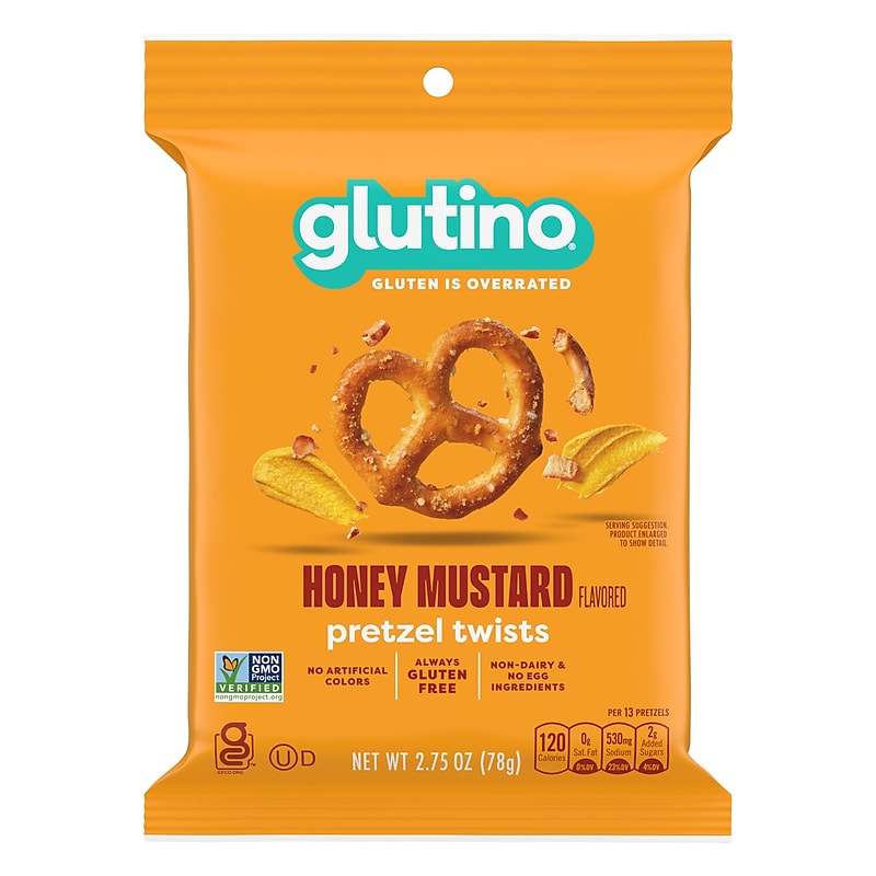 Glutino Gluten Free Honey Mustard Flavored Pretzel Twists, 2.75 oz., 8 Bags/Carton (GOV04158) image 1