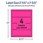Avery Laser/Inkjet Rectangle Multipurpose Labels, 2.25" x 7.75", Neon Magenta, 320/Box (94244)~#|#~3A834D25-12A3-4470-B608B3EC41D98698_sc7