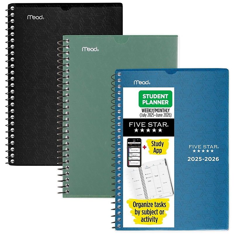 2025-2026 Five Star Five Star Customizable 5.5" x 8.5" Academic Year Weekly & Monthly Planner, Plastic Cover, Assorted Colors image 1