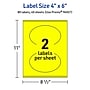 Avery Oval Laser/Inkjet Multipurpose Labels, 4" x 6", Neon Yellow (80/Box)~#|#~3A8AC9A1-2631-42A3-981218EBB4CDF339_sc7