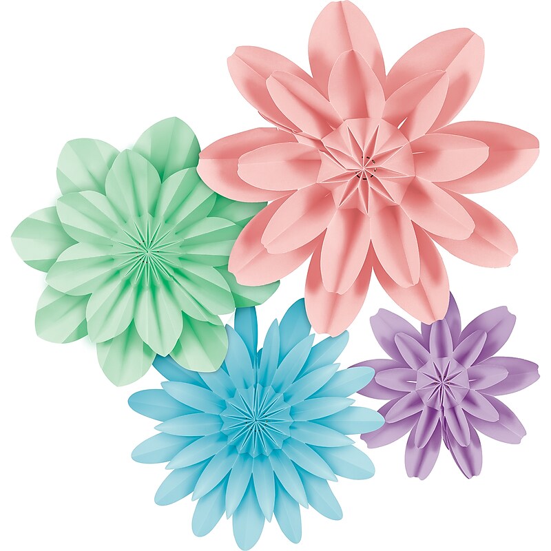 Teacher Created Resources Pastel Pop Paper Flowers, 4/Pack (TCR8352) image 1