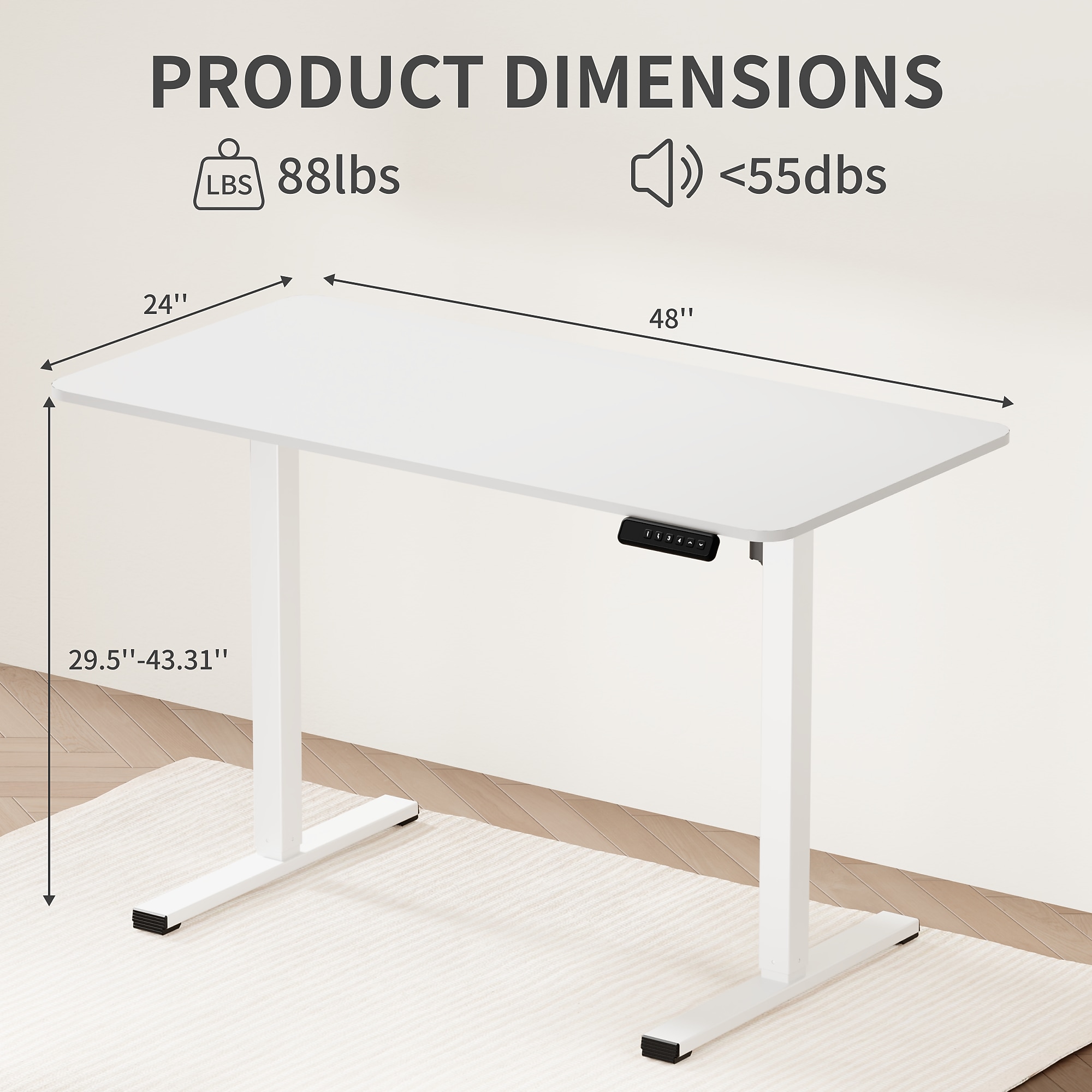 FlexiSpot ET168 48″W Electric Adjustable Standing Desk, White (4SPL-S09010057) Sansujyuku sansujyuku.com