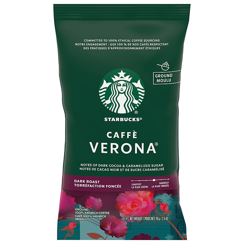 Starbucks Caffe Verona Ground Coffee, Dark Roast, 2.5 oz., 18/Box (11018192) image 1