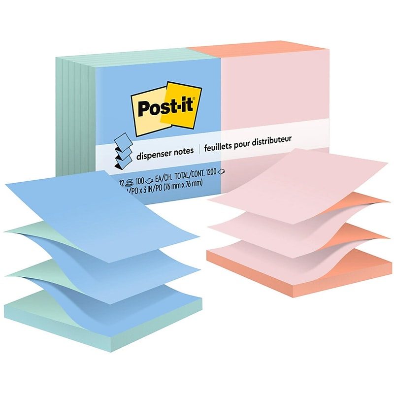 Post-it Pop-up Notes, 3" x 3", Beachside Café Collection, 90 Sheet/Pad, 12 Pads/Pack (R330UALT) image 1