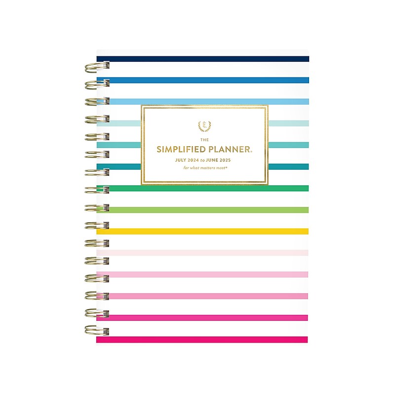 2024-2025 AT-A-GLANCE Simplified by Emily Ley Happy Stripe 5.5" x 8.5" Academic Weekly & Monthly Planner, Poly Cover image 1