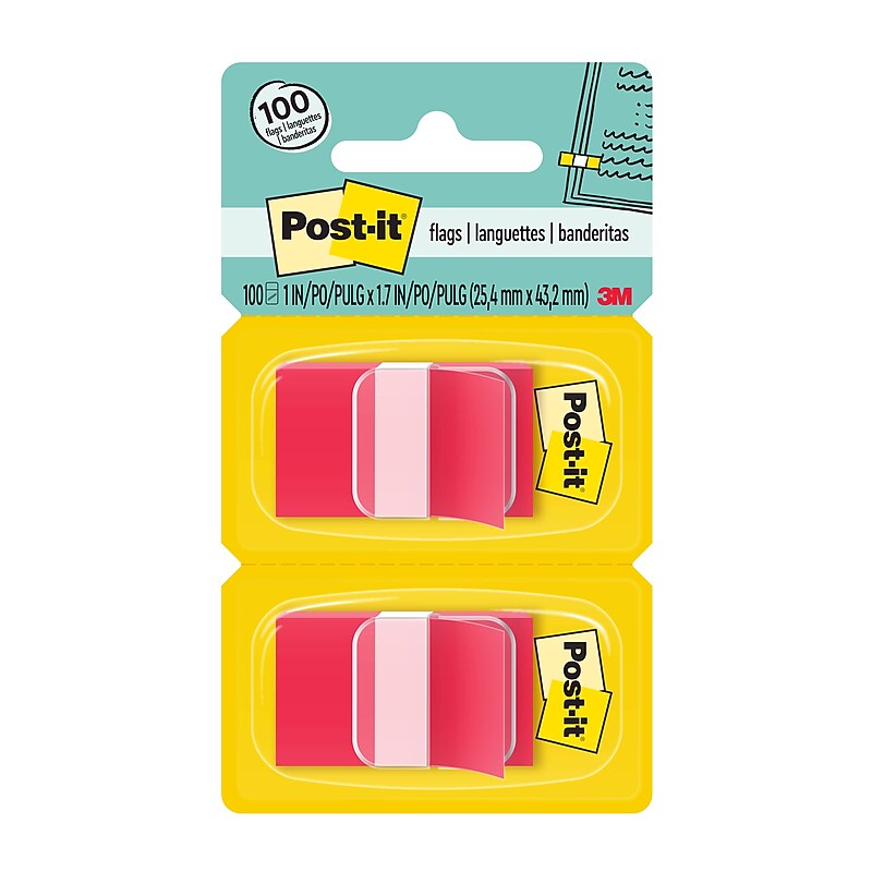 Post-it Flags, 1", Red, 100 Flags/Pack (680-RD2) image 1