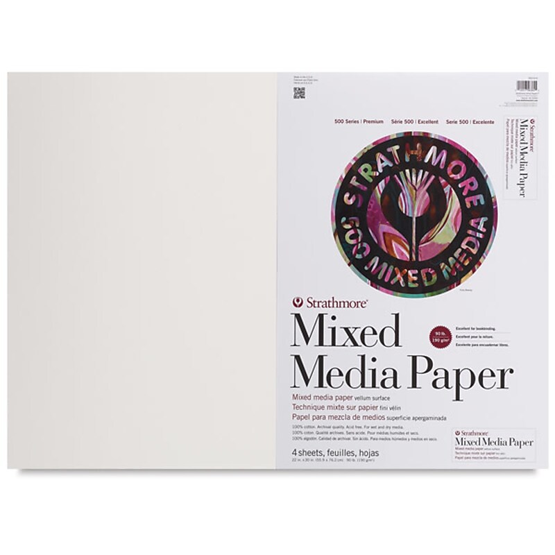 Strathmore 500 Series 22" x 30" Mixed Media Paper Pack, 4 Sheets/Pad (STTP563614) image 1