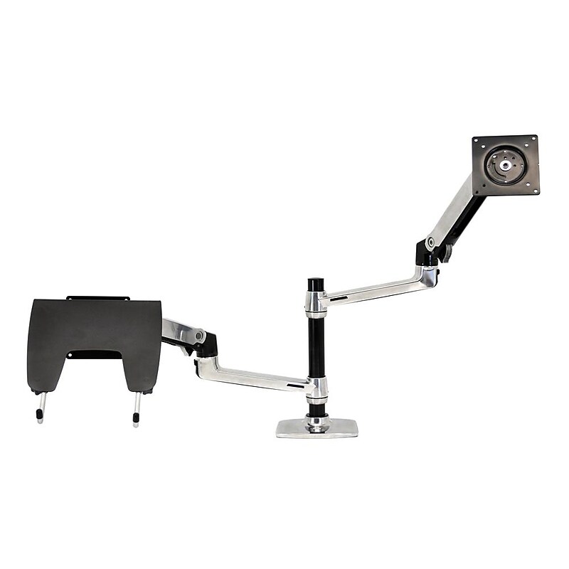 Ergotron LX Dual Adjustable Monitor Arm, Up to 24" Monitor, Polished Aluminum (45-248-026) image 1