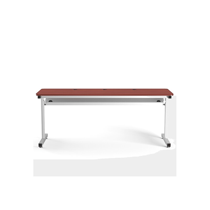 VersaDesk 72"W Basic Computer Table, Cherry/White (BCT7224-WC) image 1