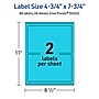 Avery Printable Rectangle Multipurpose Labels, 4.75" x 7.75", Bright Blue, 80/Pack (94255)~#|#~3AC647DB-EB96-426F-850C7C8E9FE7B8B0_sc7