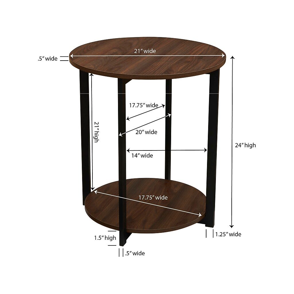 Diagram of the end table with measurements