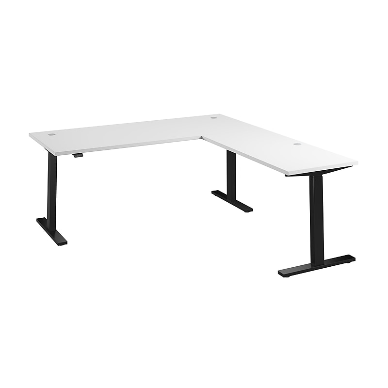 Bush Business Furniture Move 60 Series 72"W L Shaped Adjustable Standing Desk, White (M6SL7278WHBK) image 1