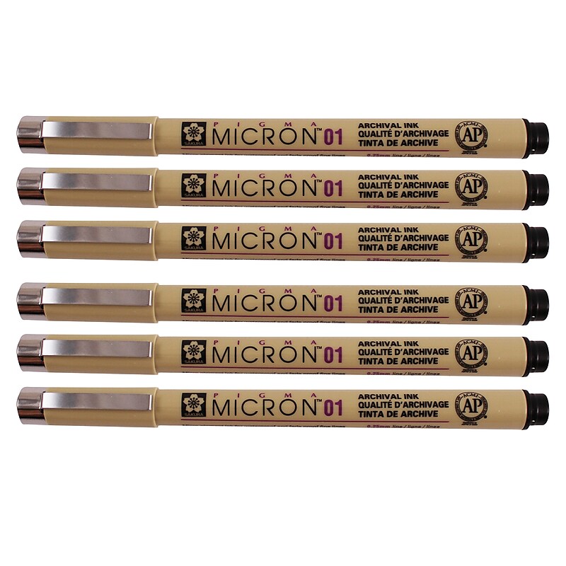 Sakura Pigma Micron Pen, Fineliner, Black Ink, 6/Pack (SAKXSDK0149-6) image 1