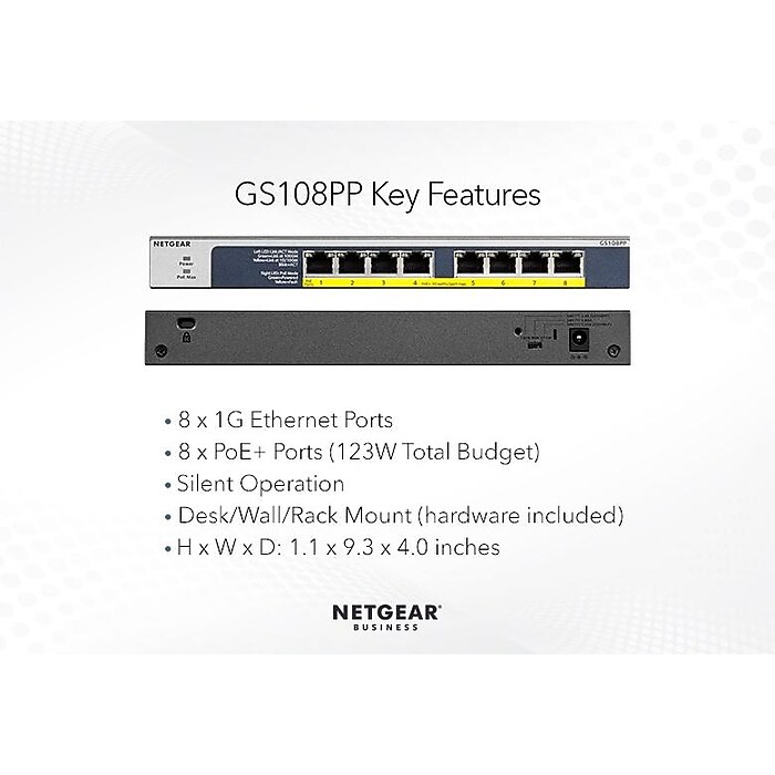 NETGEAR 8-Port PoE/PoE+ Gigabit Ethernet Unmanaged Switch