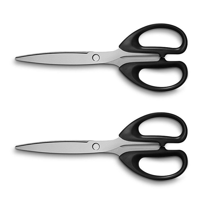Staples 8" Pointed Tip Stainless Steel Scissors, Straight Handle, Right & Left Handed, 2/Pack (TR55043) image 1
