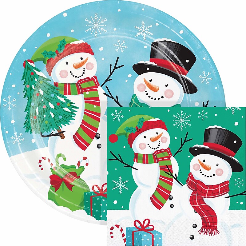 Say Hooray! Frosty Friends Paper Plates and Napkins Kit, Multicolored, 48/Pack (DTC9390E2G) image 1