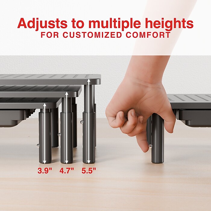 Staples TECH Adjustable Monitor Stand with Drawer, Black (ST62819