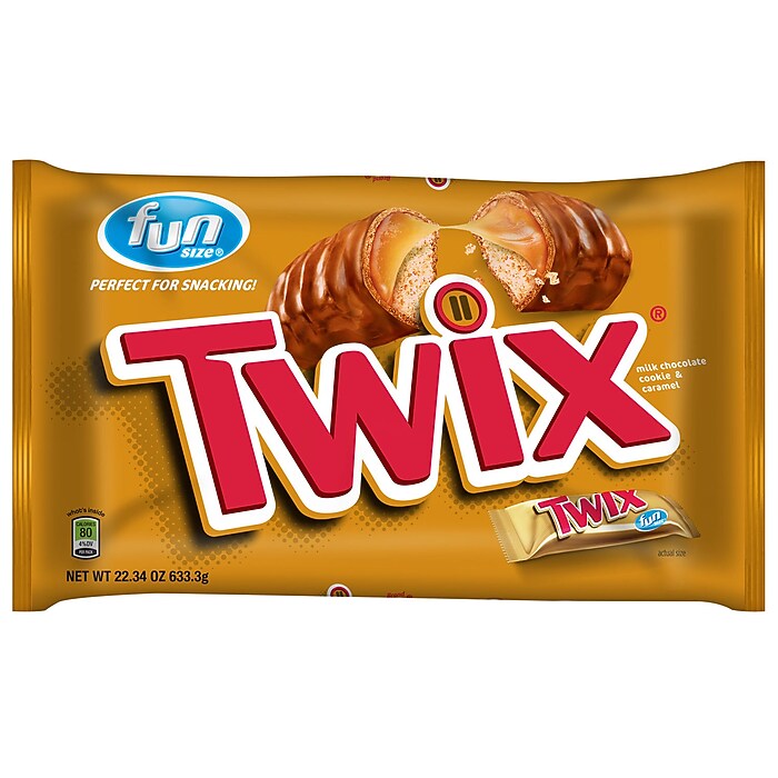 Twix Caramel Fun Size Chocolate Cookie Bar Candy Bag, 22.34 oz