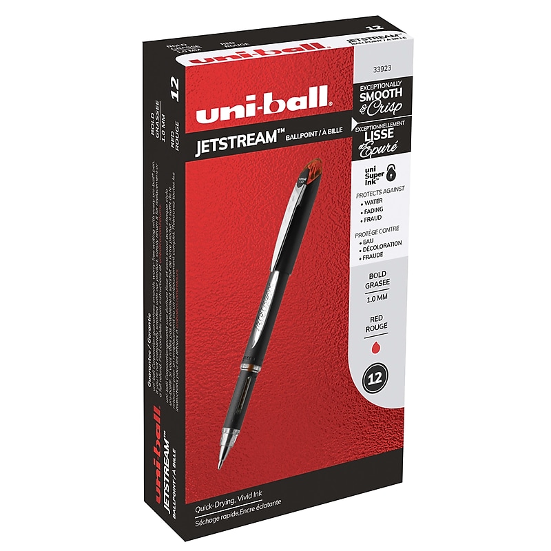 uni Jetstream Ballpoint Pens, Medium Point, 1.0mm, Red Ink, Dozen (33923) image 1