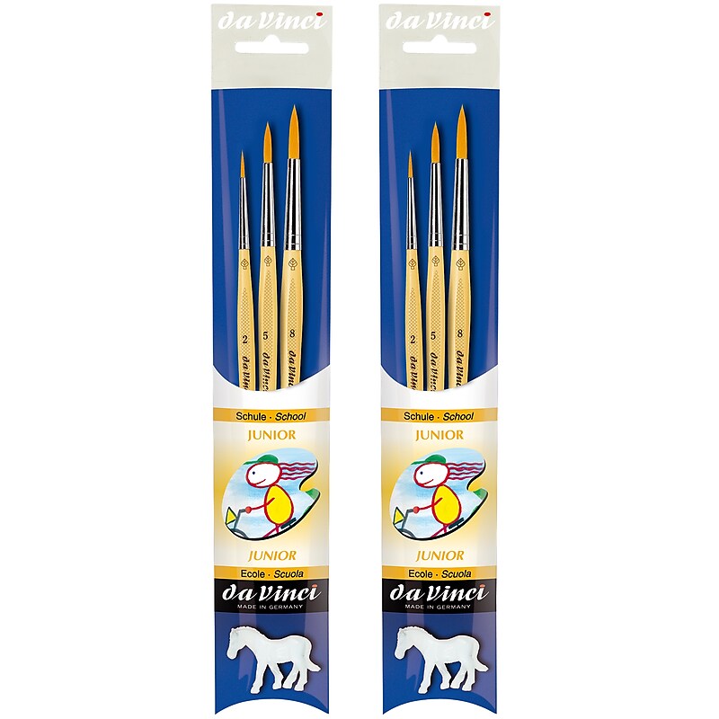 da Vinci JUNIOR Acrylic & Tempera Synthetic Bristle, Round Brushes, 3/Set, 2 Sets/Bundle (DVXVA42120-2) image 1