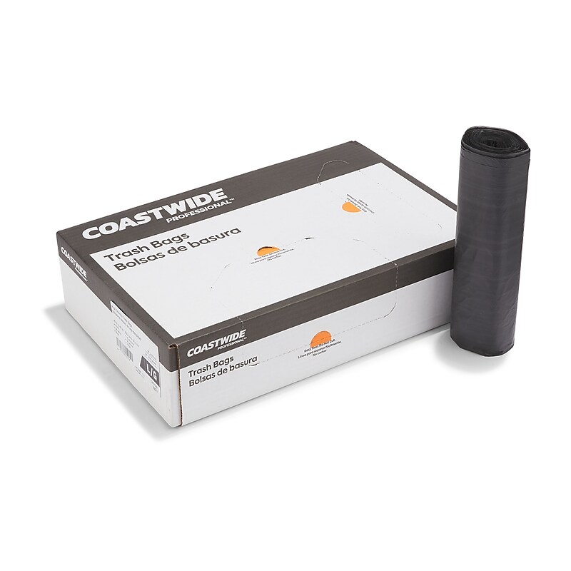 Coastwide Professional™ 50-56 Gallon Trash Bag, 43" x 48", High Density, 16 mic, Black, 200 Bags/Box (CW57392) image 1