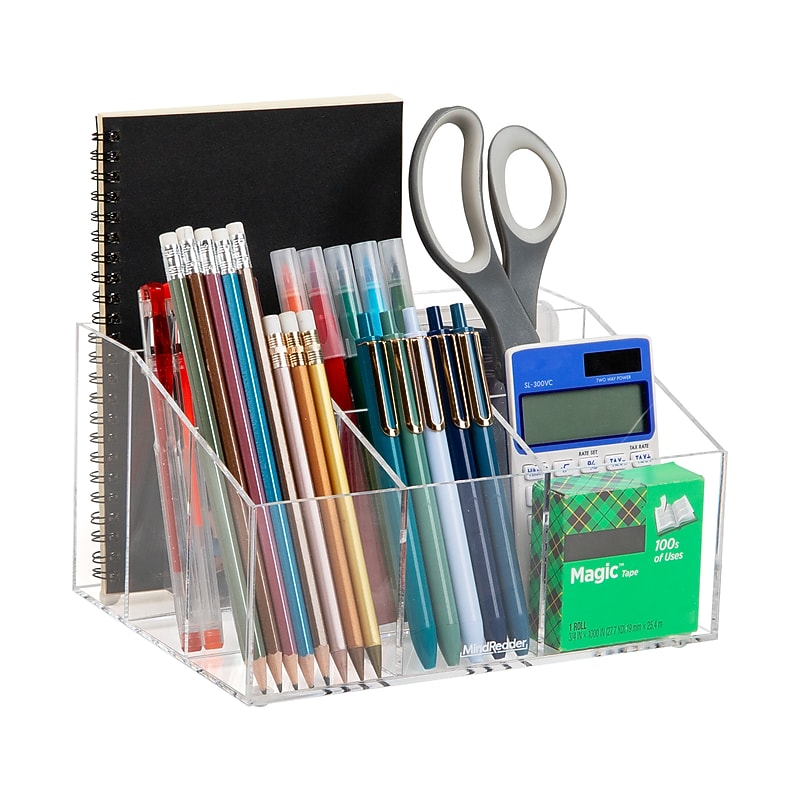 Mind Reader 7-Compartment Acrylic Desk Tray, Clear (AORG-CLR) image 1