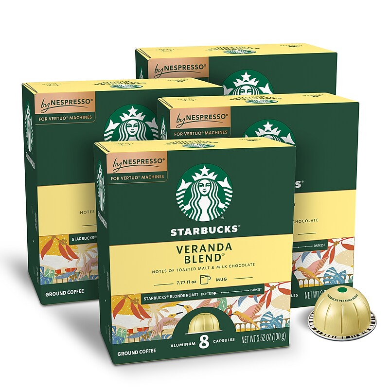 Starbucks Veranda Blend Coffee Nespresso Vertuo Capsules, Light Roast, 32/Box (117665) image 1