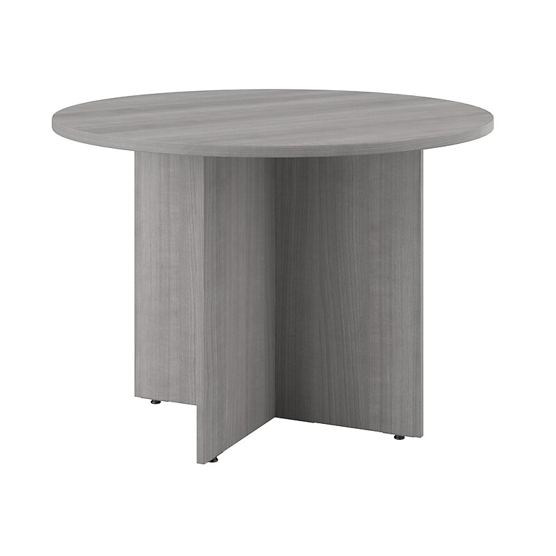 Bush Business Furniture 42W Round Conference Table with Wood Base, Platinum Gray (99TB42RPG) image 1