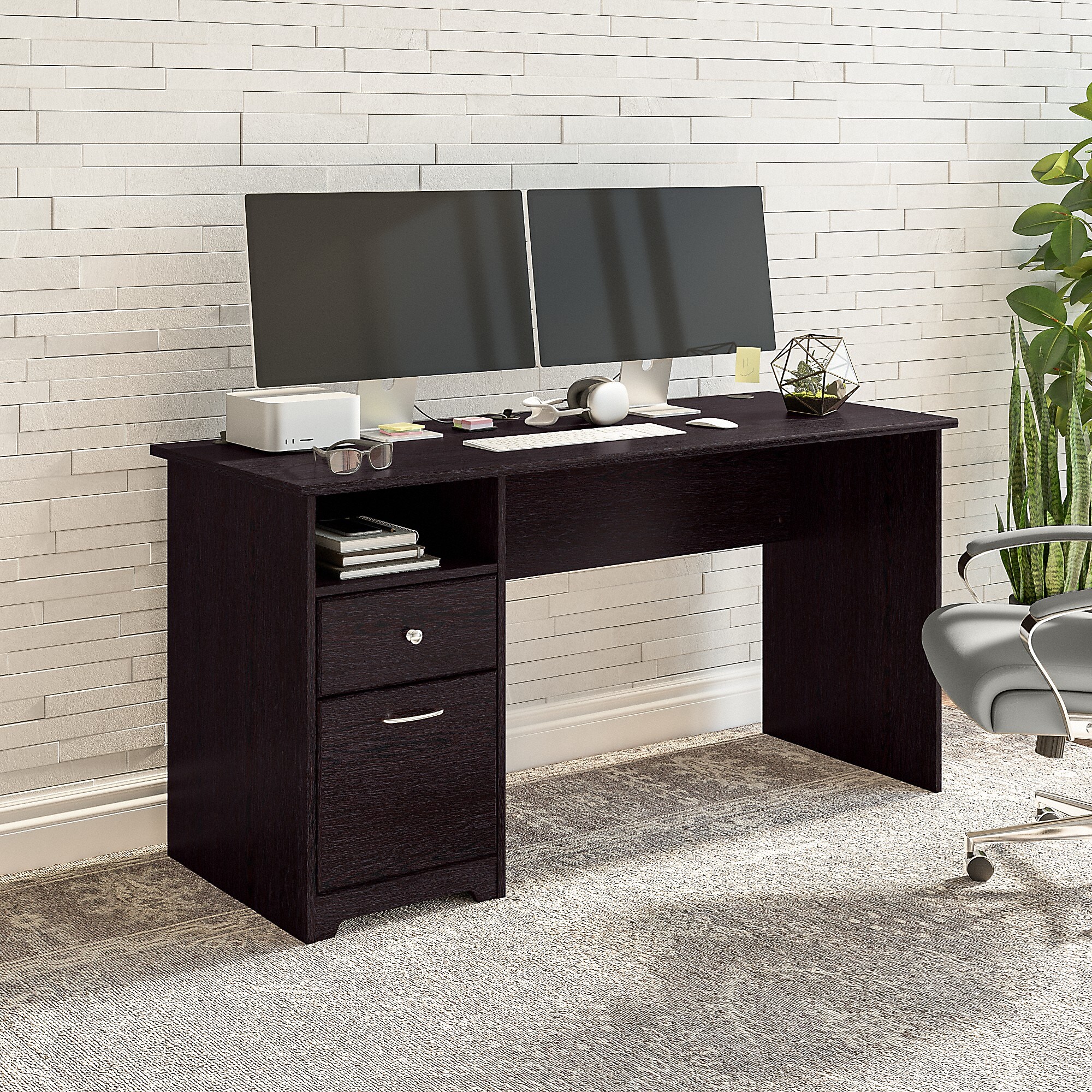 Bush Furniture Cabot 60″W Computer Desk with Drawers, Espresso Oak (WC31860) Sansujyuku sansujyuku.com