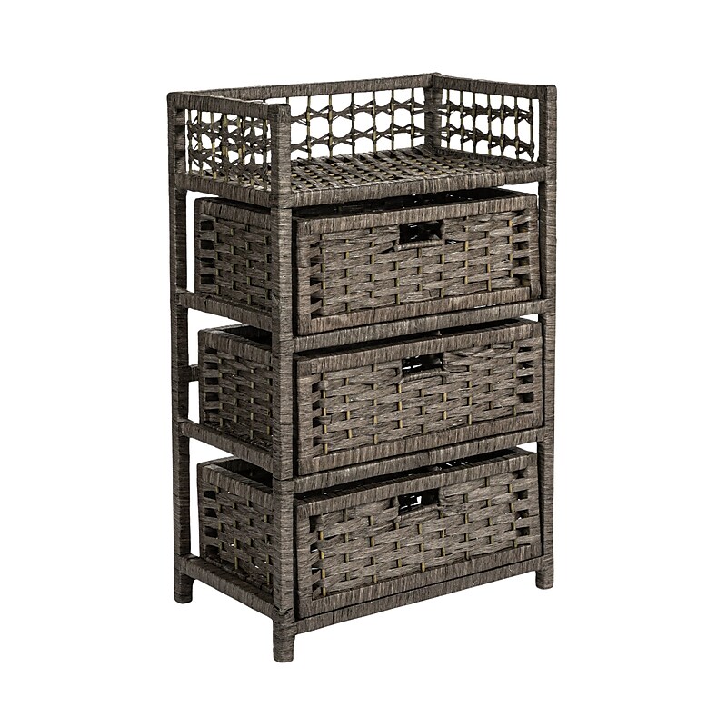 Household Essentials Woven Storage Drawer, 3-Drawer, Grey (HE1106) image 1