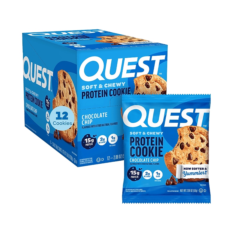 Quest Gluten Free Chocolate Chip Protein Cookies, 2.08 oz., 12/Box (QPCC12M6) image 1