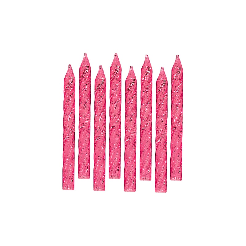 Party City Glitter Spiral Birthday Candles, Pink, 24/Pack (AM170432) image 1