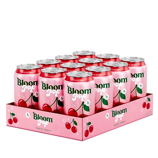 Bloom Pop Prebiotic Shirley Temple Soda, Caffeine Free, 12 oz., 12
