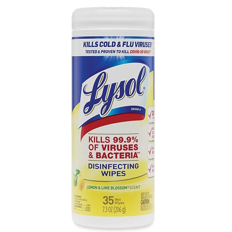 Lysol Disinfecting Wipes, Lemon and Lime Blossom Scent, 35 Wipes/Container, 12/Carton (RAC81145CT) image 1
