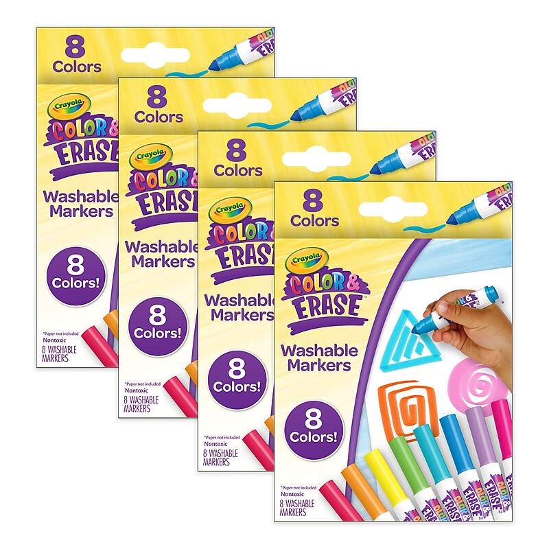 Crayola Color & Erase Kids Markers, Assorted Colors, 8/Pack, 4 Packs/Bundle (BIN811546-4) image 1