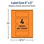 Avery Laser/Inkjet Multipurpose Rectangle Labels, 2" x 5", Bright Orange, 80/Pack (94241)~#|#~3B2C6F8E-E349-4AAC-A3DB50352EF9822E_sc7