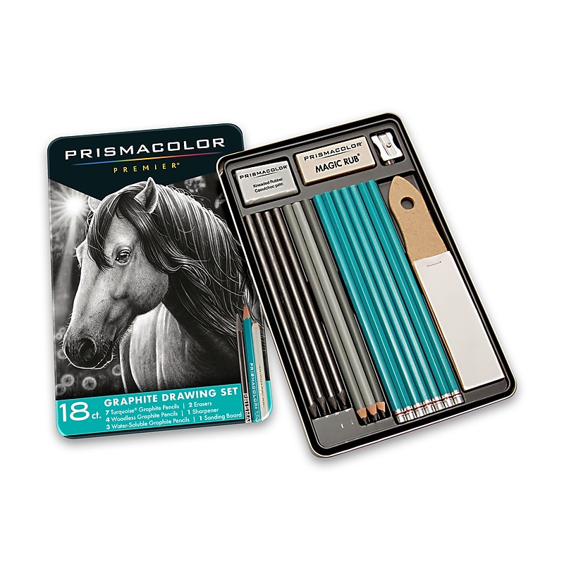 Prismacolor Premier Graphite Set, Pencil Grade, Graphite Lead, Turquoise Barrel, 18/Pack (24261) image 1
