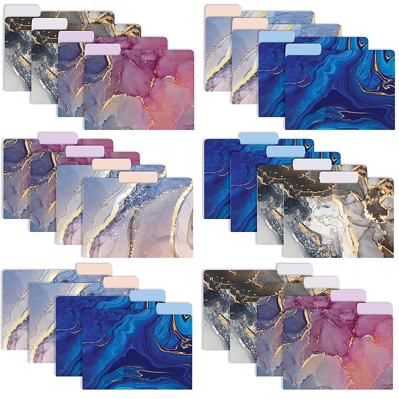 Global Printed Products Heavy Duty Interior File Folders, 1/3-Cut Tab, Letter Size, Paper Stock, Marble, 24/Pack (GPP-0101-B) image 1