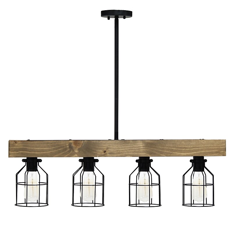 Lalia Home 4 Light Farmhouse Beam LED Pendant, Restored Wood (LHC-1001-RW) image 1