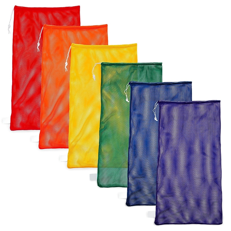 Champion Sports 48" x 24" Heavy Duty Mesh Bag, Assorted Colors, 6/Set (MB22SET) image 1